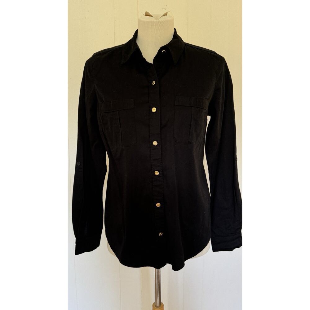 Michael Kors Shirt Womens 6 Medium Button Up Long Sleeve Collared Pocket Ladies